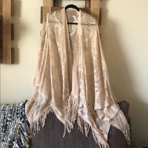 Beige crochet poncho